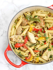 Rasta Pasta (alfredo with various meats & bell peppers)